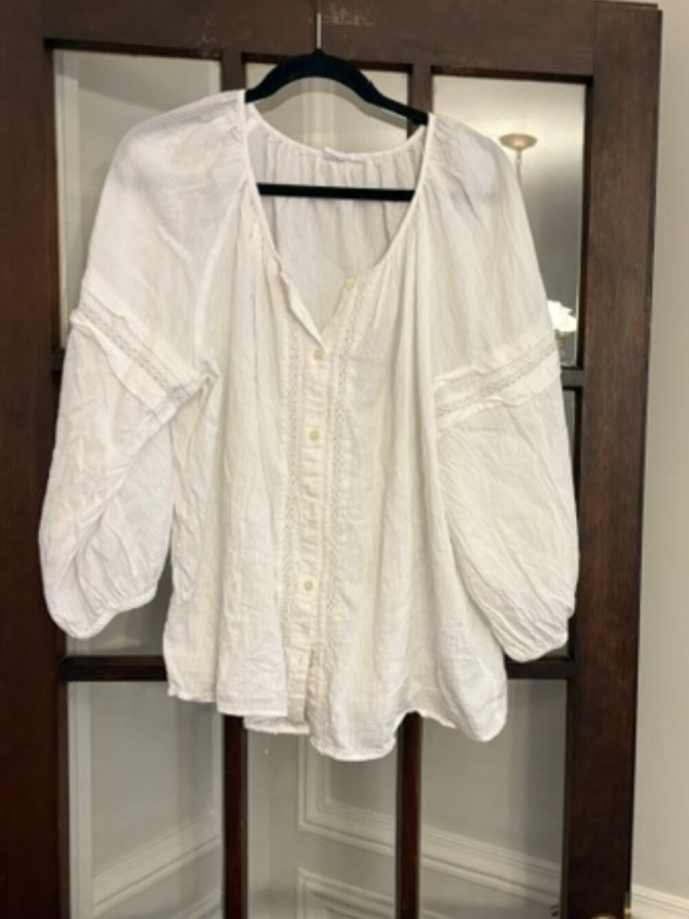 GAP White Peasant Blouse, Size XL